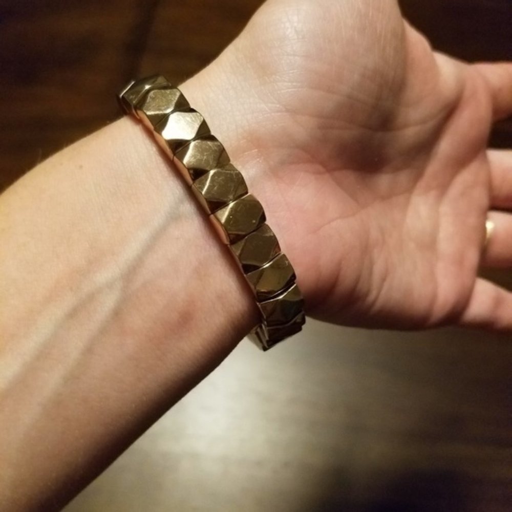 Fossil Rose Gold Geometric Bracelet Shiny Stretch Preppy Boho Bride Classic Work - Picture 5 of 6